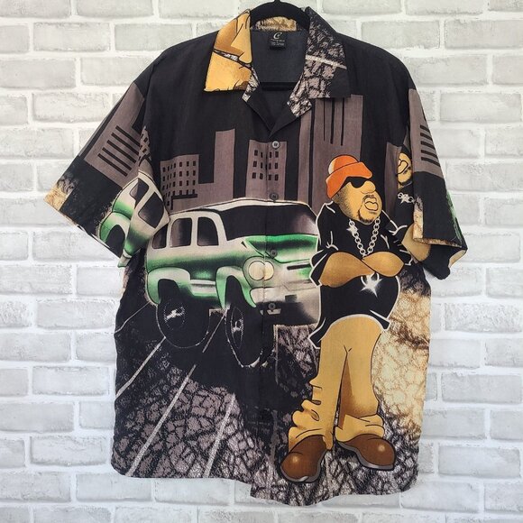 Vintage Claudio Nucci Button Up Shirt Art to Wear Streetwear All Over Print L - Picture 1 of 10